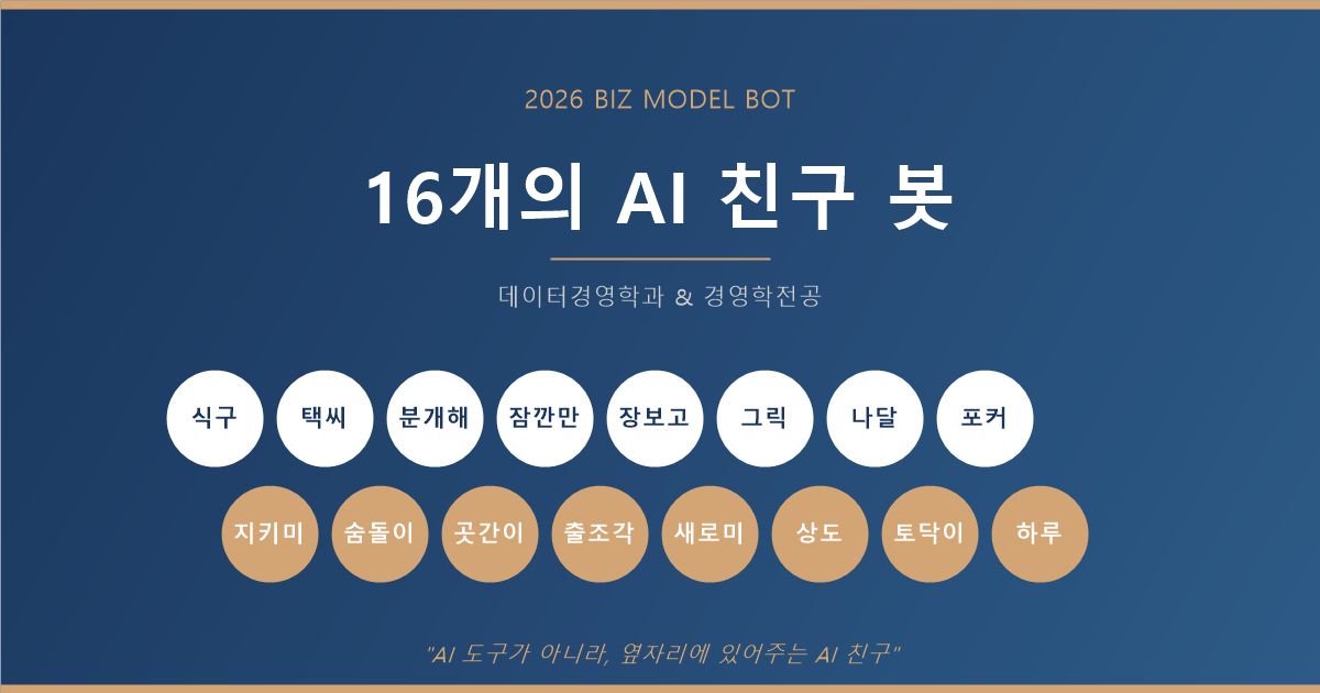 2026 BIZ MODEL BOT 16개의 AI 친구 봇